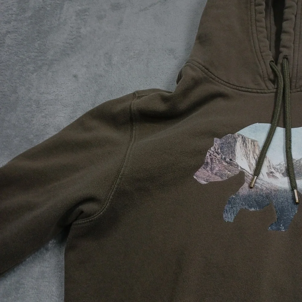 North Face Sweater Mens Large Green Hoodie Bear‎ Outdoor Casual